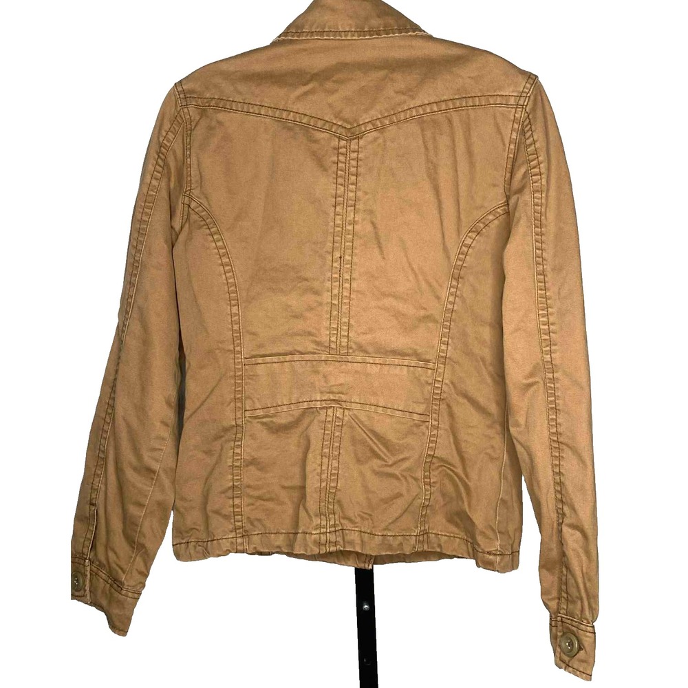 Aeropostale Vintage Womens Y2K Canvas Jacket Tan Utility Military size M Cotton - Picture 6 of 7